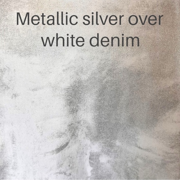 Kenar White Denim Swing Jacket with Silver Metallic Paint Brush Finish - Picture 15 of 16